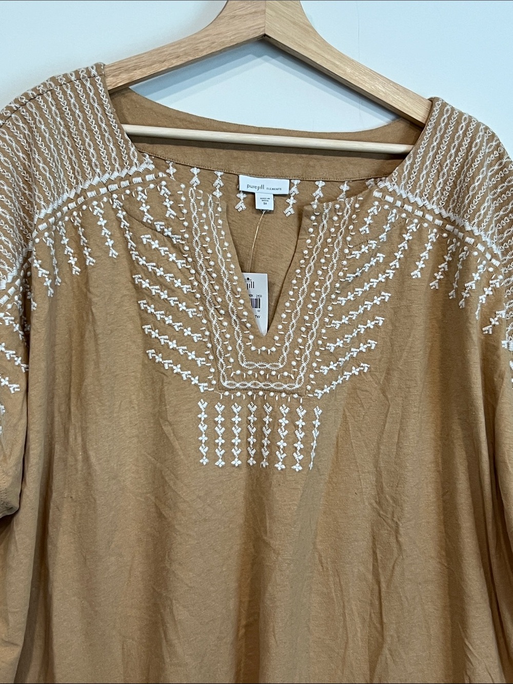 NEW J. Jill Pure Jill Elements Embroidered Shirt in Tan Size 3X - Picture 5 of 7